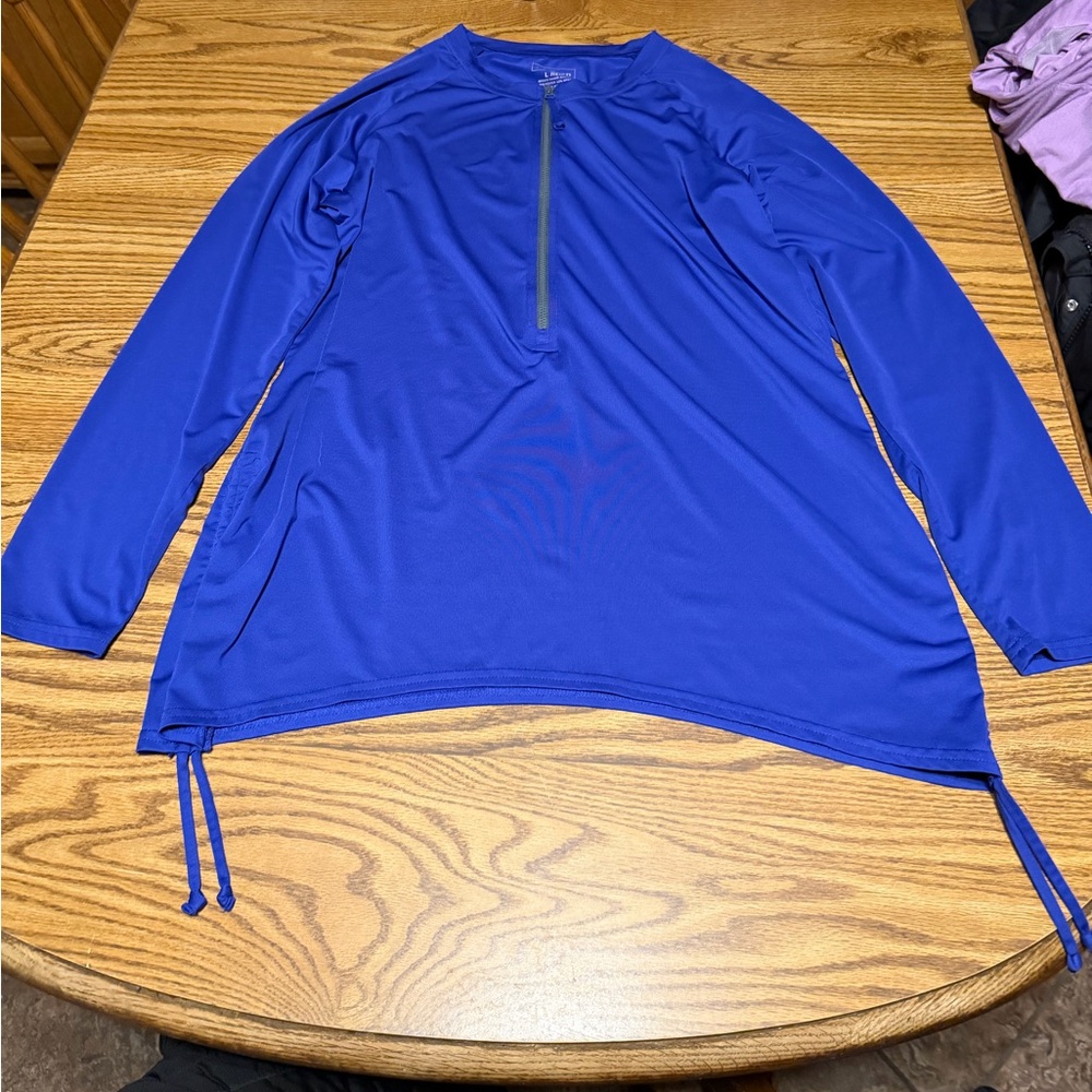 LL bean long sleeve low quarter zip pullover, athletic cooling material